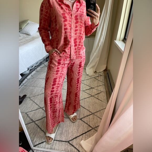 Nasty Gal Tie Dye Print Wide-leg Relaxed Pants in Pink , US 8 - Picture 11 of 12